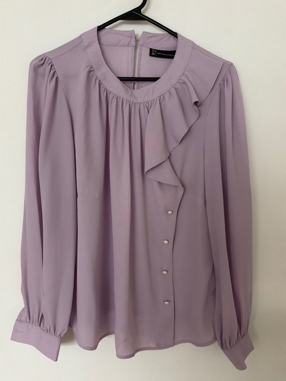 New York & Company Lavender Ruffle Blouse Size Medium NWT